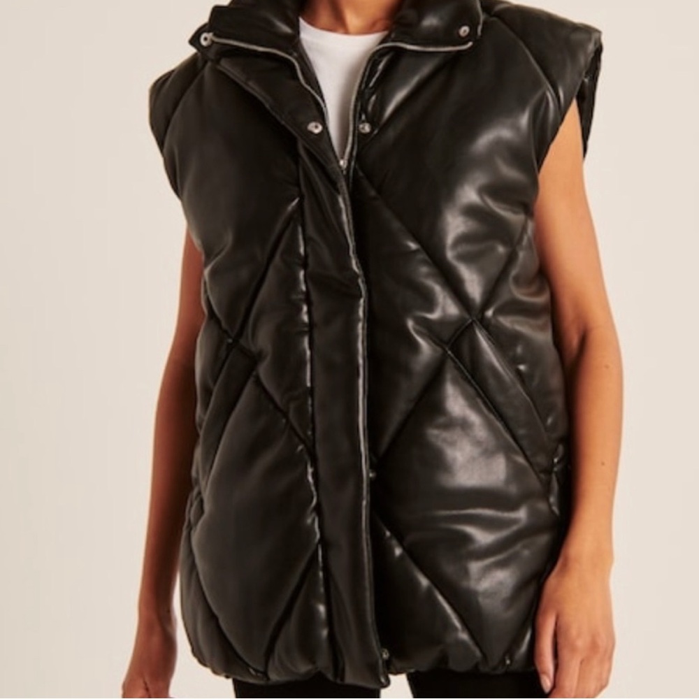 Vegan Leather puffer vest